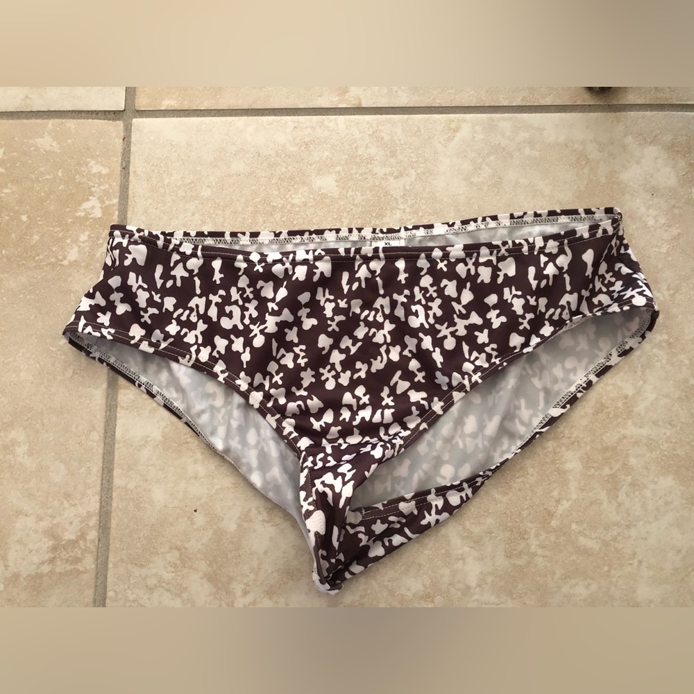 Brown and White Patterned Swim Bottoms
